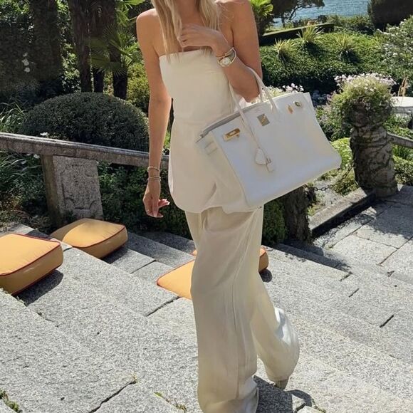 Light yellow linen loose pants - Picture 1 of 2